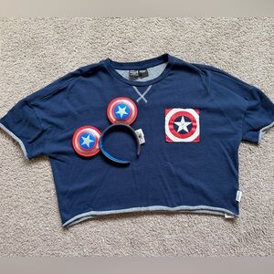 GUC Marvel Captain America Oversized XL shirt and matching Ears from Disneyland